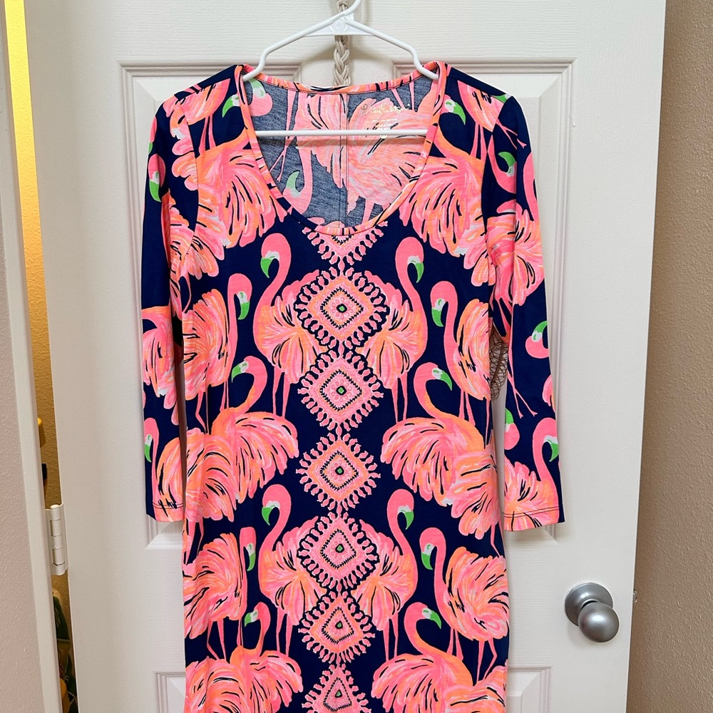 Lilly Pulitzer Pink Flamingo Long Sleeve Dress (NEVER WORN)